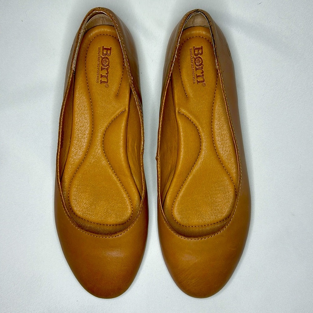 Tan Born Leather Ballet Flats Size 9